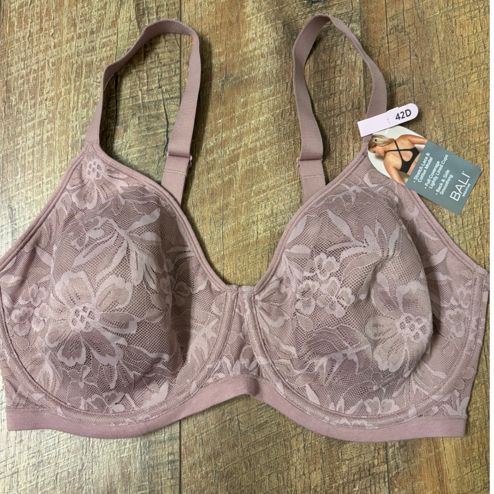 NWT Bali 42D Breathe Full Coverage Bra Womens Dusty Rose DF7590
